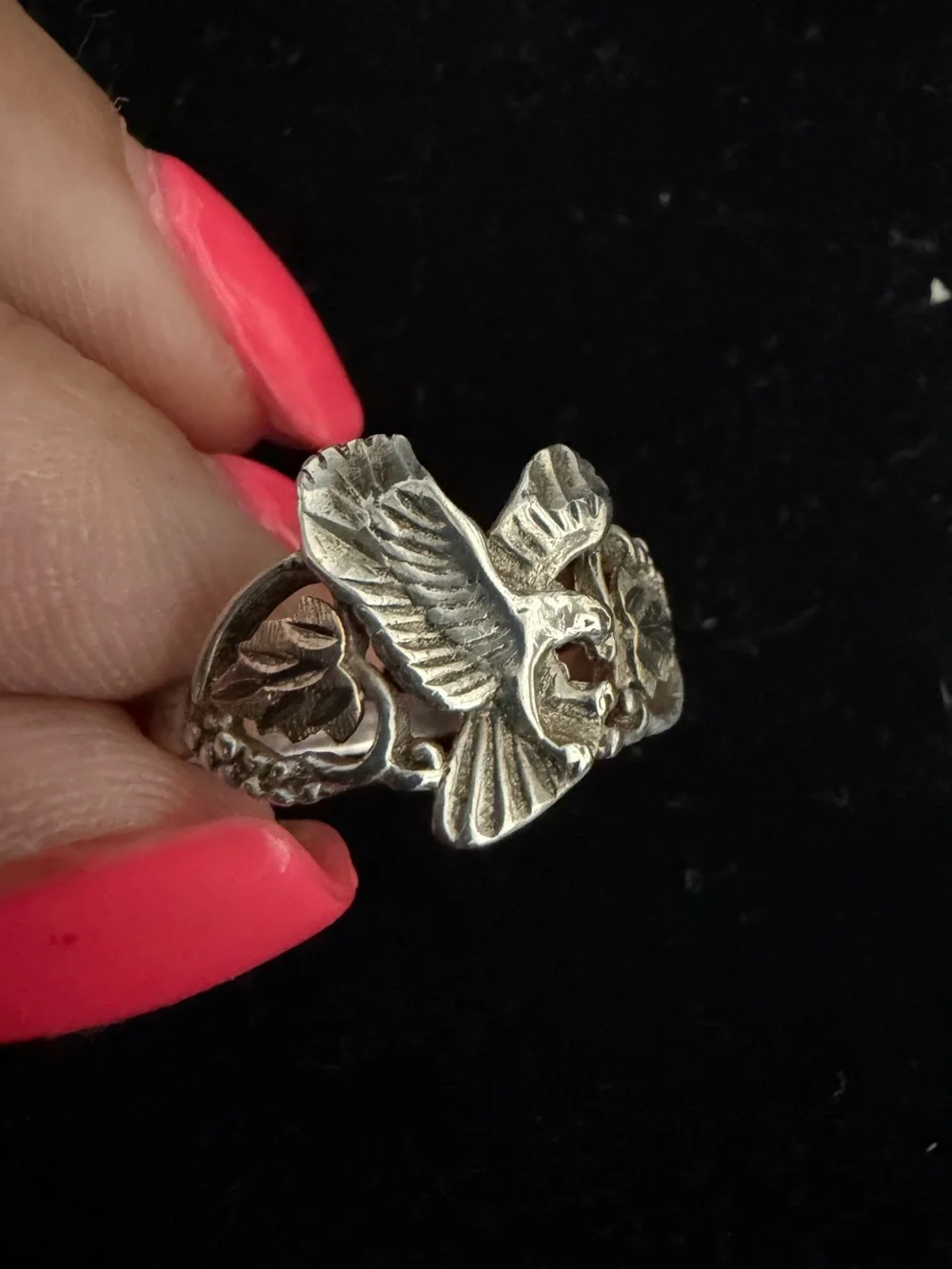 925 Sterling silver and black hills gold eagle ring